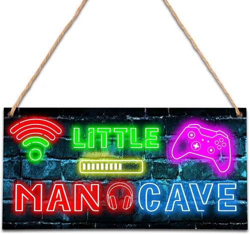 Vista 8 de Letrero de madera para colgar en la puerta de Little Man Cave, All-Star Sports - Decoración para colgar en la puerta, decoración para niños
