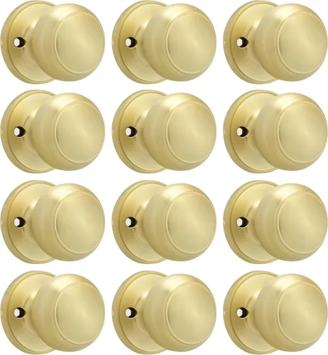 Vista 33 de Goldenwarm Pomos de puerta de paso de bronce champán, 1 paquete de pomos para puerta de armario interior, juego de perillas de puerta de paso