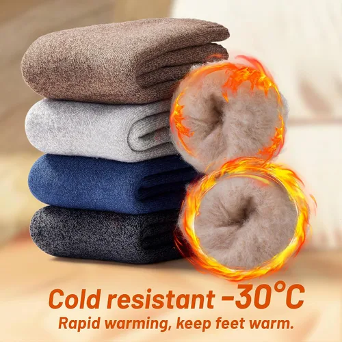 Vista 3 de HUGSWEET Calcetines térmicos, calcetines cálidos de invierno para hombre, aislados, para clima frío, con calefacción, calcetines térmicos, 4 pares