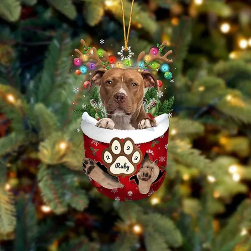 Vista 224 de Adornos personalizados de Pug cervatillo – Decoración personalizada para árbol de Navidad con patas de bolsillo de nieve