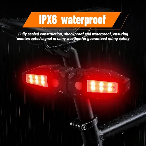 Vista 6 de Señales de giro para bicicleta con proyector, 5 modos de luz trasera de bicicleta recargable por USB, control remoto, impermeable, dividida, ebike