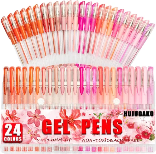Vista 10 de Paquete de 48 bolígrafos de gel azules, 24 bolígrafos de gel de colores con 24 repuestos, 40% más de tinta para escribir suavemente para adultos
