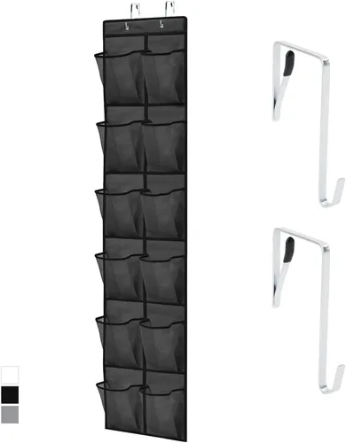 Vista 12 de Gorilla Grip - Zapatero para colgar en la puerta, 24 bolsillos de malla para sostener hasta 40 libras, organizador para parte trasera del armario
