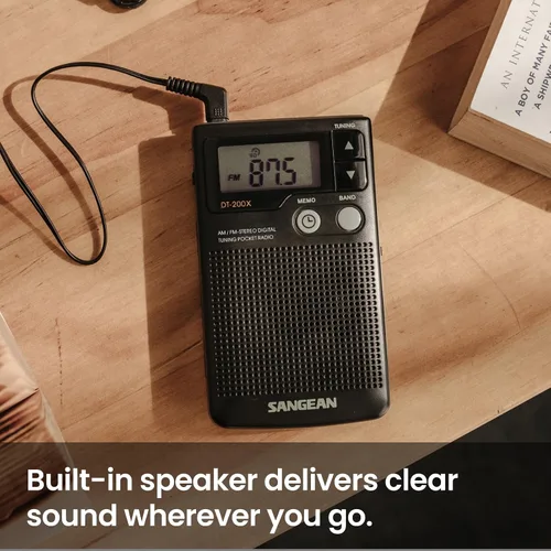 Vista 8 de Sangean DT-200X FM Stereo/AM Digital Tuning Pocket Radio Negro