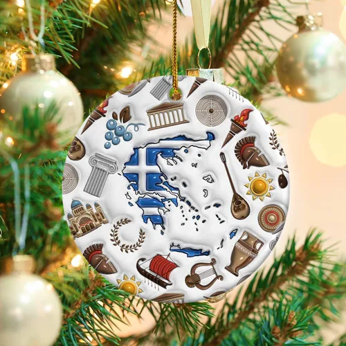 Vista 129 de Lotacy Bandera argentina argentina de Navidad de cerámica 2D impresa adorno con símbolos, decoración del hogar argentina regalos para hombres