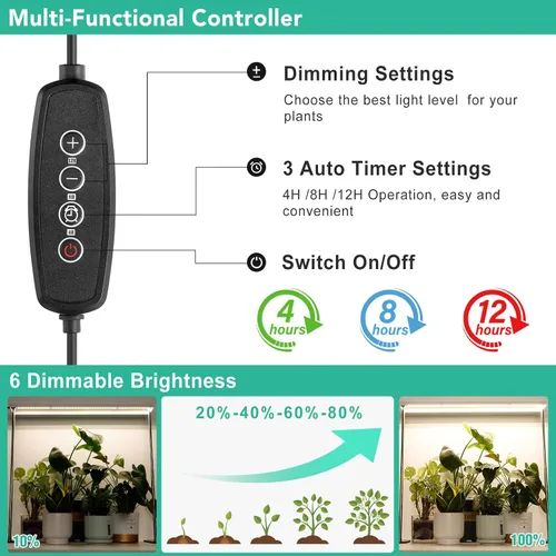 Vista 2 de FOXGARDEN Soporte de Luz de Cultivo, Iluminación LED Avanzada para el Crecimiento de Plantas con Temporizador de 4/8/12H, 6 Opciones de Atenuación