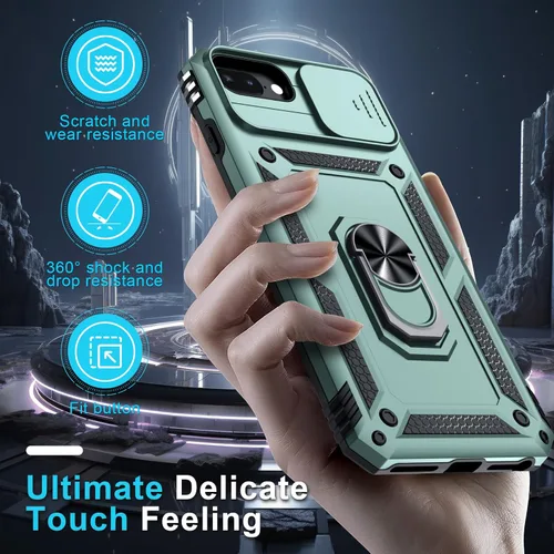 Vista 7 de Janmitta Funda para iPhone 8 Plus/7 Plus/6 Plus, Cubierta de Teléfono con Cubierta Deslizante Integrada para Lente de Cámara + Protector