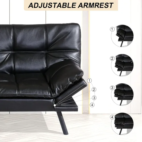 Vista 4 de Opoiar 267PU-BK Sofá cama, negro-1
