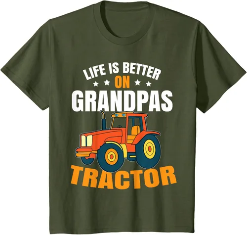 Vista 10 de Life Is Better On Grandpas Tractor Kids Farm Tractor Boy Camiseta, Negro
