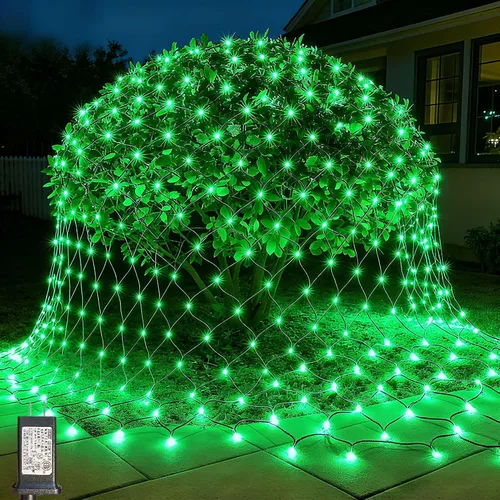 Vista 20 de LitHome Luces de red de Navidad de 14.8 x 5 pies, 300 luces LED de red blanca cálida, 8 modos de conexión, malla gigante impermeable de Navidad