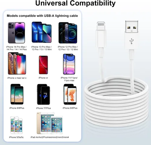 Vista 4 de Susnwere Cable de carga extra largo para iPhone de 15 pies, [certificado Apple MFi], cable USB a Lightning de 15 pies, cable de carga rápida