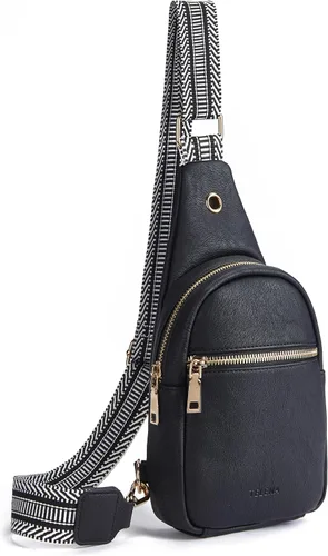 Vista 57 de Telena Riñonera pequeña para mujer, de cuero, cangureras, bolsa de pecho para mujer