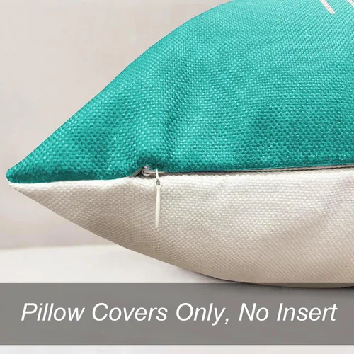 Vista 6 de Juego de 4 fundas de almohada decorativas de 16 x 16 pulgadas, color azul aguamarina, fundas de almohada para sofá, cama, sala de estar, fundas