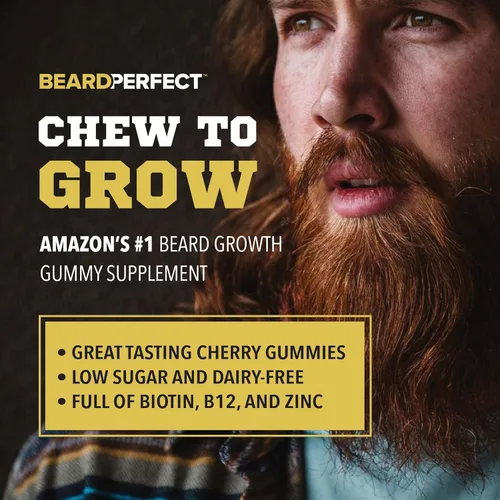 Vista 8 de Gomitas gruesas Bigbeard: obtén una fórmula de crecimiento de barba más fuerte, más larga y gruesa para hombres con biotina, B12 y más de 10