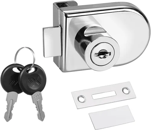 Vista 14 de Cerradura de gabinete de joyería de aleación de zinc, cerradura de puerta de vidrio, puerta individual, 2 llaves para vidrio de 0.21-0.31 pulgadas