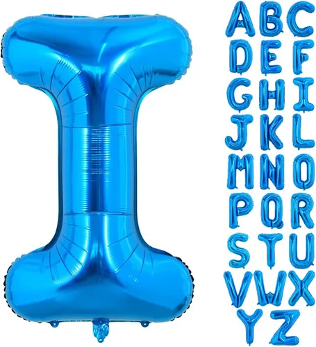 Vista 8 de Globos TONIFUL de 40 pulgadas, grandes, azules, con letras B gigantes, globos de alfabeto de papel de aluminio, mylar, grandes globos
