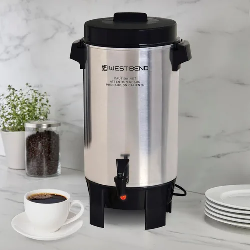 Vista 2 de West Bend Coffee Urn Highly-Polished Aluminum Features Automatic Temperature Control with Cup Per Minute Brewing and Easy Clean Up Includes