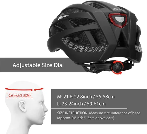 Vista 6 de Casco de bicicleta para adultos, hombres y mujeres, con luz - Casco de bicicleta de montaña y carretera con almohadillas de repuesto y visera