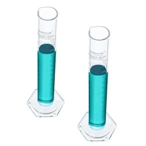 Vista 13 de Juego de cilindros graduados de 16.9 fl oz, 2 piezas de cilindro de medición de vidrio de borosilicato 3.3, base hexagonal, con boquilla, clase B
