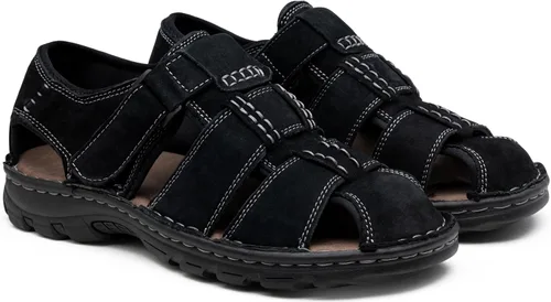Vista 6 de Jousen Sandalias de cuero para hombre, sandalias de playa con punta abierta, para verano, senderismo, deportes al aire libre