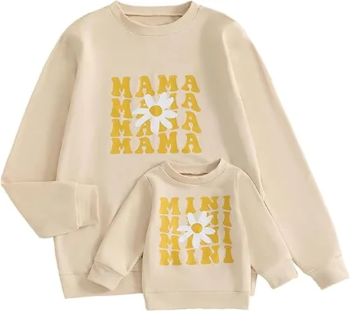 Vista 19 de Mommy and Me - Conjunto familiar de manga larga con cuello redondo y estampado de letras Rosado Rojo
