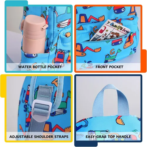 Vista 4 de Zicac Mochila para niños y niñas de 12 pulgadas, mini mochila para niños para la escuela y viajes, mochila preescolar para jardín de infantes