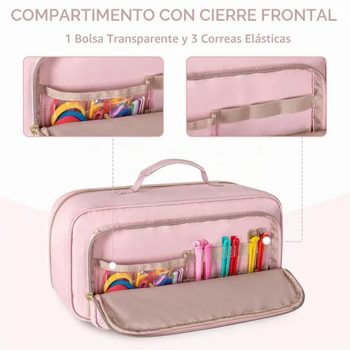 Vista 4 de Fasrom Bolsa de viaje para herramientas capilares compatible con Shark Rosa
