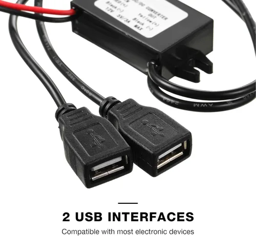 Vista 4 de Convertidor CC Voltaje 12V a 5V 3A 15W Buck Convertidor Module, DC Regulador de Voltaje Reducido Adaptador de Corriente de Coche con Adaptador