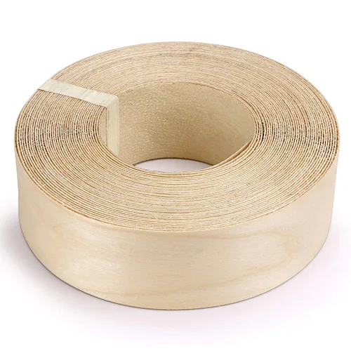 Vista 10 de Skelang Chapa de madera de abedul 1-1/2" x 26', cinta de borde de madera con adhesivo, tira flexible de encolado de cantos de madera