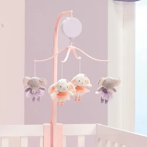 Vista 6 de Bedtime Originals Tiny Dancer - Cuna musical para bebé, color rosa, animales, elefante