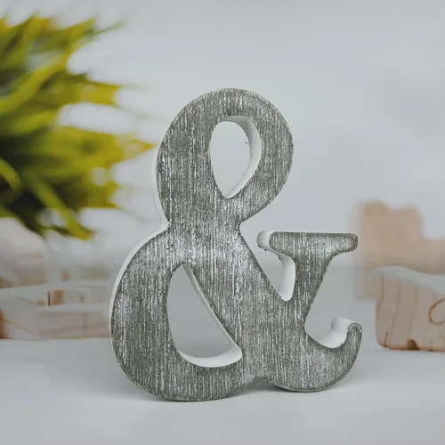 Vista 10 de Letras de madera rústica sin terminar de 4 pulgadas para decoración de pared, letras decorativas de pie en rodajas, decoración de tablero