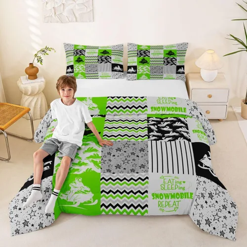 Vista 33 de Erosebridal Softball Comforter Set Patchwork Buffalo Plaid Twin Bedding Sets for Girls Kids Teens Child Galaxy Stars Ball Game Baseball Comforter