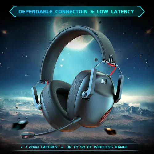 Vista 2 de Auriculares inalámbricos para juegos para PC, PS5, PS4, Mac, Nintendo Switch, auriculares para juegos con micrófono, auriculares Bluetooth 5.3