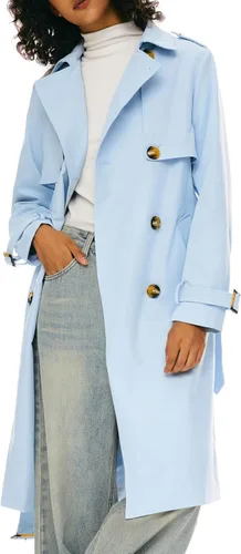 Vista 14 de Orolay Chaqueta de gabardina de 3/4 de longitud para mujer, chaqueta con solapa de doble botonadura con cinturón Beige