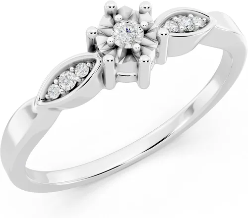 Vista 7 de Dazzlingrock Round White Natural Diamond Illusion-Set Promise Ring
