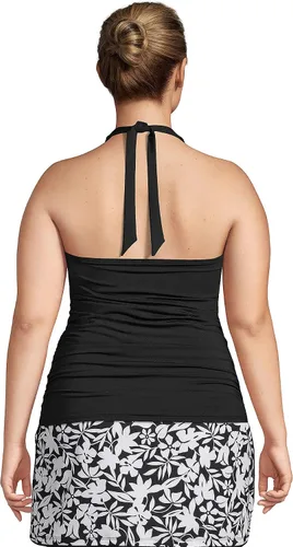 Vista 2 de Lands' End Traje de baño tipo tankini con cuello cuadrado, cuello halter y copa D para mujer