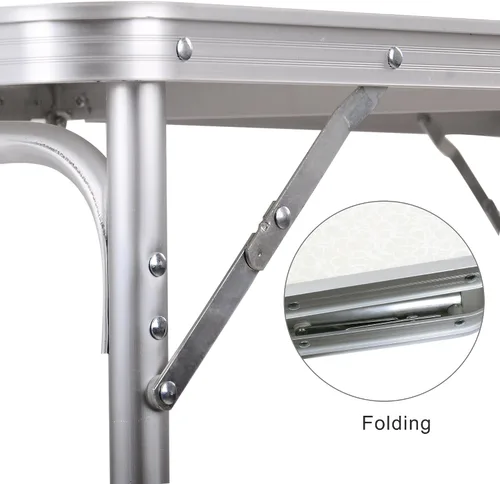 Vista 7 de H&B Luxuries Mesa de camping plegable de aluminio ajustable de altura portátil con asa de transporte FT-ACFT1