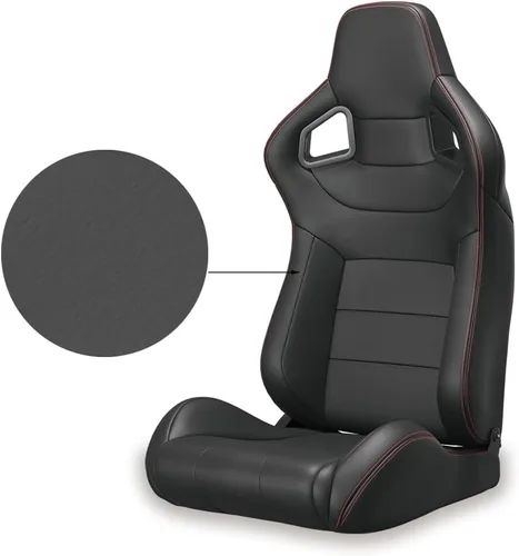 Vista 6 de 2 asientos universales ajustables de carreras con deslizadores dobles, parte trasera de cuero de PVC con ajustador deslizante, asientos tapizados