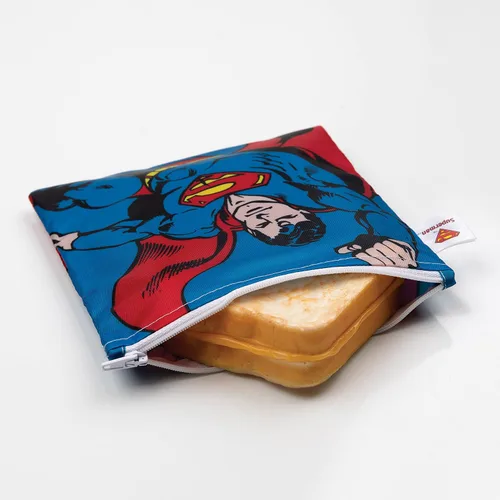 Vista 4 de Bolsas reutilizables para sándwiches y aperitivos Bumkins, para almuerzo escolar de niños y porciones para adultos, tela lavable, bolsa con cierre