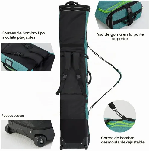 Vista 5 de Bolsa de snowboard con ruedas XCMAN de longitud ajustable Verde