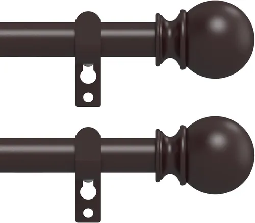 Vista 12 de Barras de cortina negras para ventanas de 28 a 48 pulgadas, 5/8" de diámetro, barra de cortina metálica resistente ajustable pequeña con soporte