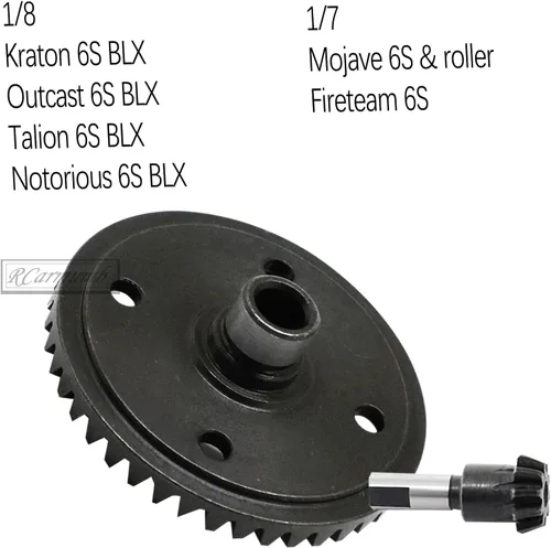 Vista 2 de Main Diff Gear 43T y engranaje de entrada principal 10T Actualizaciones Parte para 1/8 Kraton/Notorious/Outcast/Talion 6S BLX, 1/7 Fireteam/Mojave