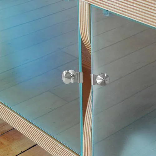 Vista 3 de Manija de clip de puerta de vidrio de acero inoxidable de 4 piezas, perilla de cajón para vitrina de vidrio
