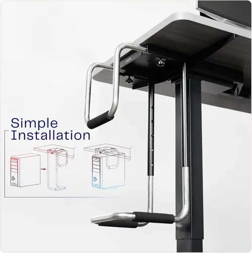 Vista 7 de Vivo (MOUNT-PC04A) - Montura de PC ajustable para debajo del escritorio, resistente, soporte para CPU de computadora, soporta hasta 66 lbs