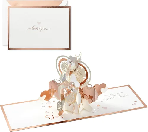 Vista 8 de Hallmark Signature Paper Wonder - Tarjeta de amor desplegable Love You Hearts
