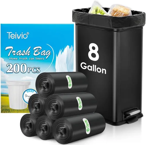 Vista 13 de Bolsas de basura medianas de 10 galones, 40 unidades, bolsas altas de basura para cocina de Teivio, 9 galones 10 galones 11 galones, forros