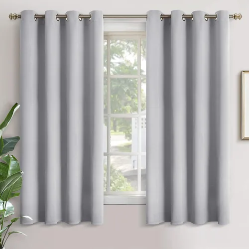 Vista 183 de YoungsTex - Cortinas blackout cortas, aislamiento térmico, ojales, oscurecen la habitación, privacidad, para cámper, sótano, cocina y baño, 2 Gris