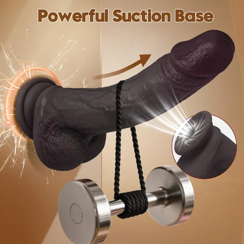 Vista 2 de Consolador realista – Consolador de silicona líquida de 6 pulgadas con fuerte ventosa, juguete sexual negro de doble densidad con textura venosa