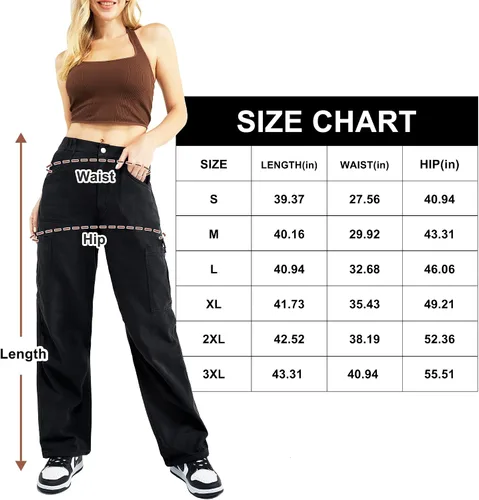 Vista 5 de Pantalones cargo de algodón para mujer, pierna ancha, casual, senderismo, militar, combate, trabajo, con 8 bolsillos
