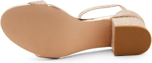 Vista 4 de Herstyle Sandalias de tacón bajo grueso para mujer, con correa en el tobillo, con correa en el tobillo, zapatos de vestir para fiestas, bodas